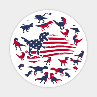 4th Of July Dinosaur Red White Blue T Rex USA American Flag Magnet